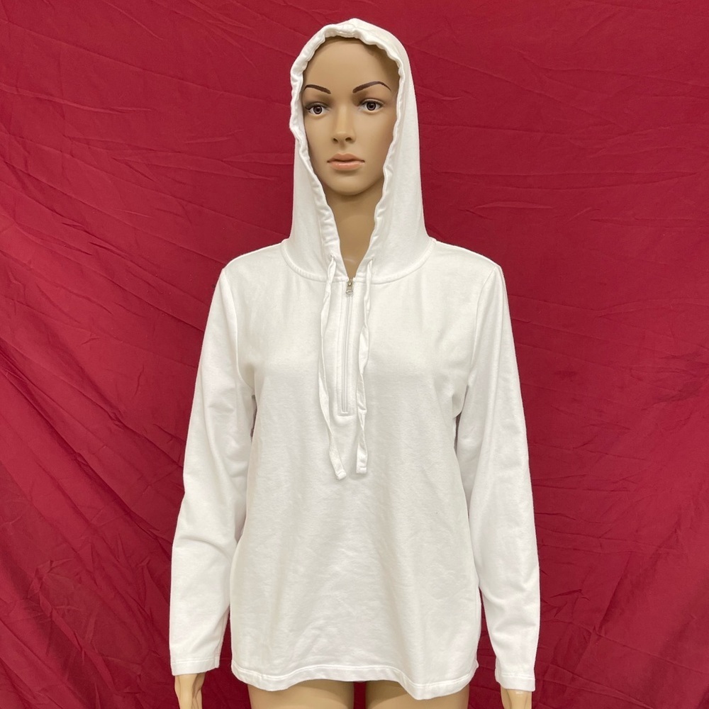 Talbots Hello Saturday! White pullover hoodie size medium petite